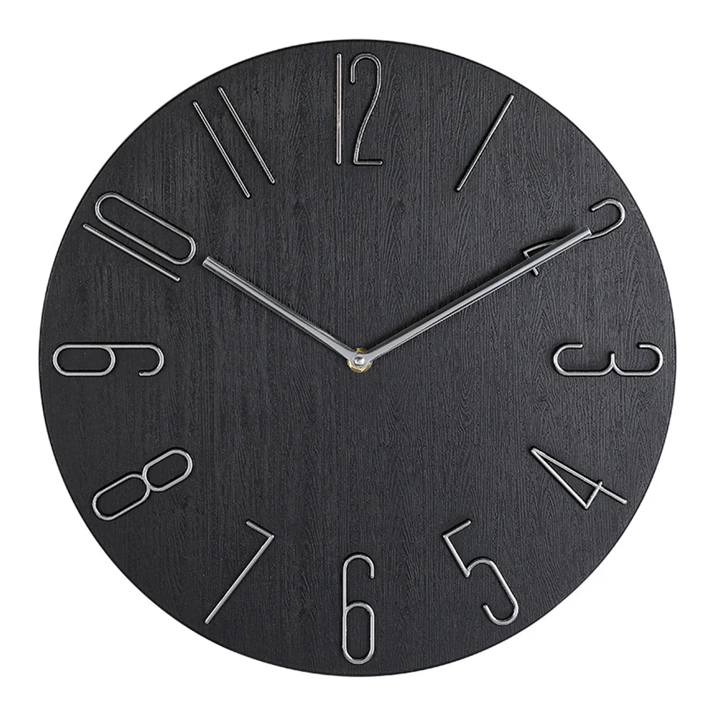 

12 Inch Wall Clock Charming Round Living Room Aluminum Hands Kitchen Daily Life Decoration Attractive