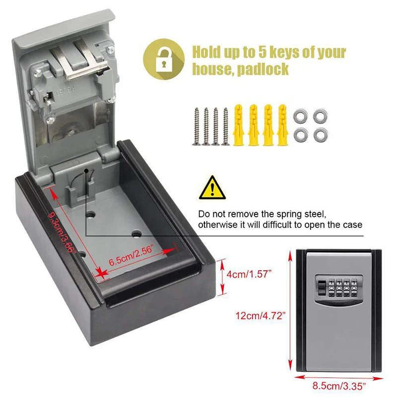 Caja de bloqueo de llave de aluminio para exteriores, caja de Bloqueo de combinación de montaje en pared para llaves de casa, caja de bloqueo de almacenamiento segura de llave impermeable