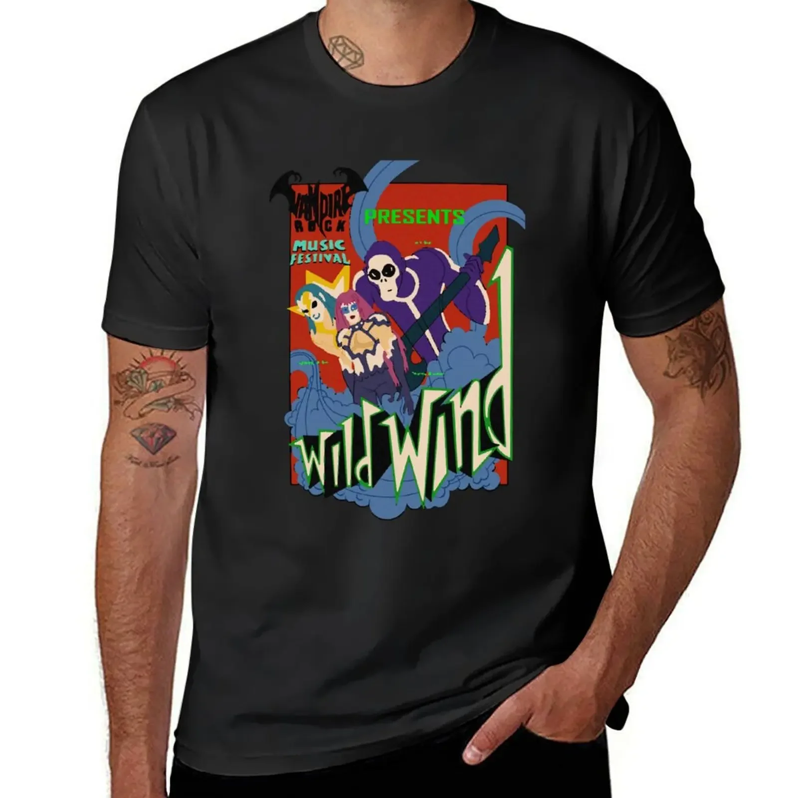 

Vampire Rock Wild Wind Poster T-Shirt blue lock funny gifts summer tops fruit of the loom mens t shirts