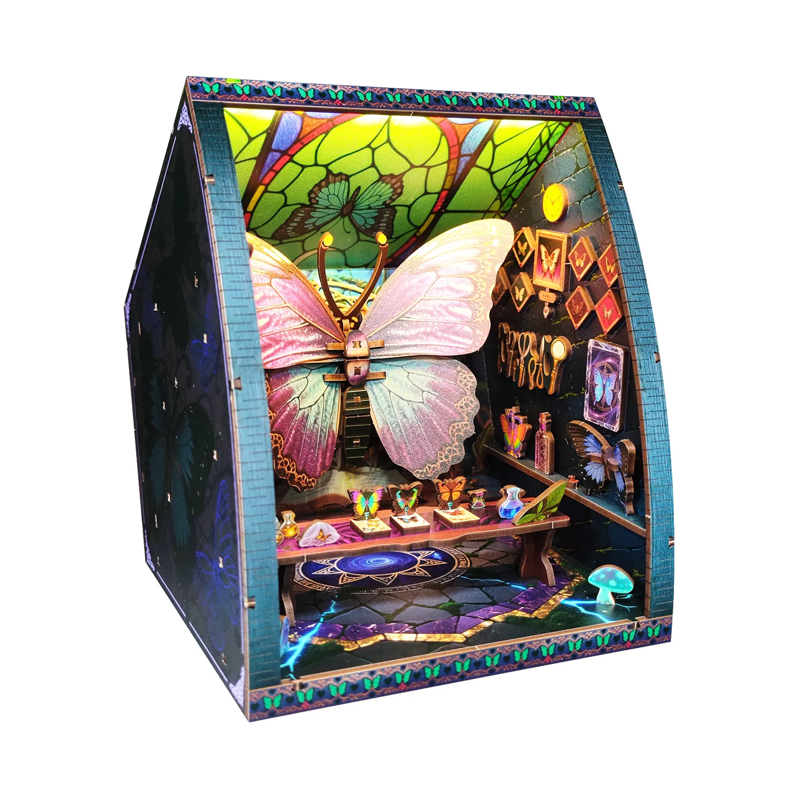 Modelo de casa de coleção de borboletas DIY - Casa de bonecas cênica artesanal criativa |   Quebra-cabeça educacional brinquedo arte casa presente de aniversário 2025