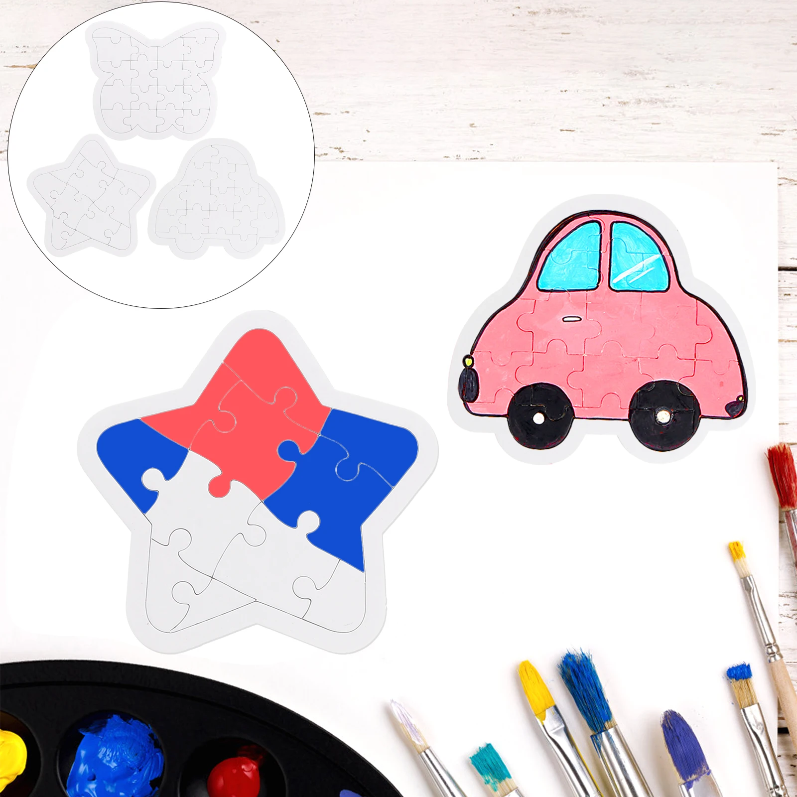 6 stücke Färbung Puzzle Blank Papier Graffiti DIY Zeichnung Cartoon Bord Kind Kreative Spiel Kleinkind Sicher Abgerundete Kanten für Jungen
