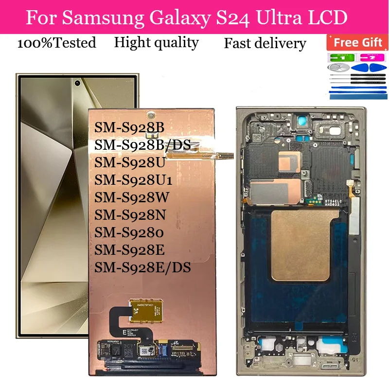 OLED For Samsung Galaxy S24 Ultra LCD With Frame Display Touch Panel Screen digitizer For Samsung s24 ultra LCD S928B, S928U