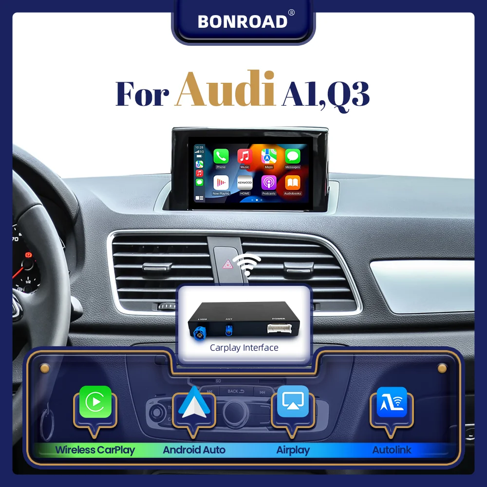 BONROAD Draadloze CarPlay Android Auto Module voor Audi A1 Q3 2011-2018 met Bluetooth Mirror Link Navigatie Achteruitrijcamera - afbeelding 2