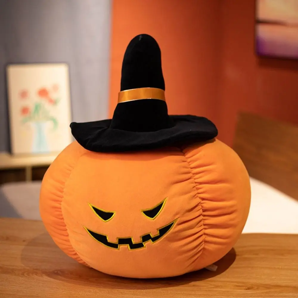 

Wearing Hat Pumpkin Demon Doll Stuffed PP Cotton Halloween Plush Toy Funny Soft Halloween Pumpkin Throw Pillow Home Decoration