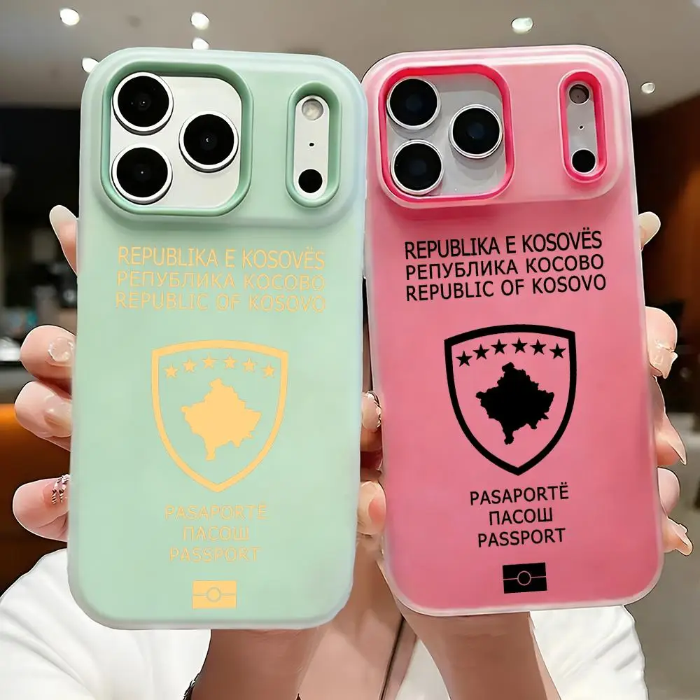 

Kosovo Passport Phone Case For iPhone 17 16 15 14 13 12 11 Pro Max Plus Case Clear Jelly Shockproof Soft