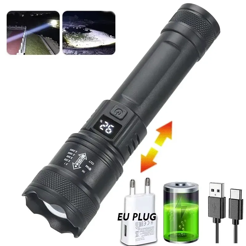 6000000 LM LED Taschenlampe Wiederaufladbare High Power Militärische Taktische Taschenlampe Teleskop Zoom Taschenlampe Lampe Outdoor Camping Laterne