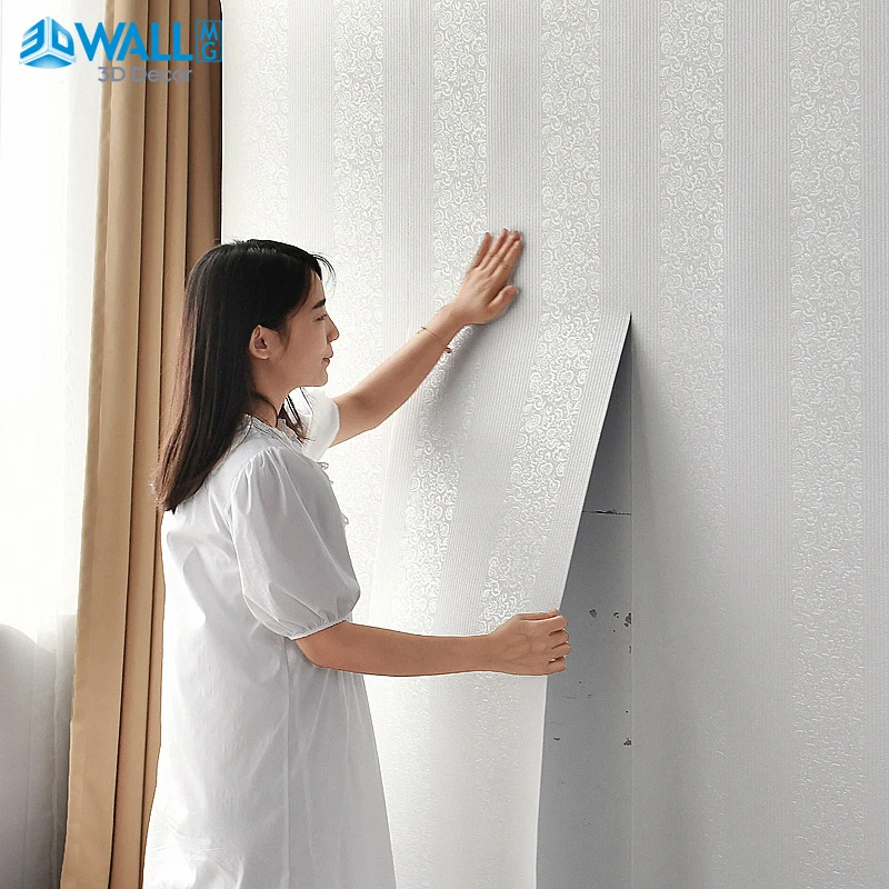 Adesivo de Parede Extra Grosso Telha Auto-adesivo Painel de Espuma Revestimento de Parede Linho Texturizado Papel de Parede Decoração de Casa Sala de Estar 0.5m x 2.8m