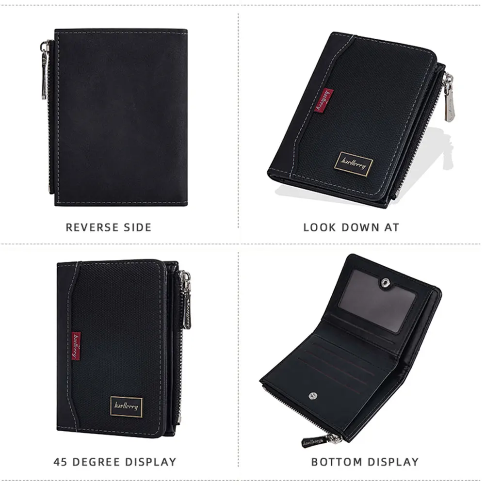 Новые RFID-мужские кошельки на молнии, зажимы для кредитных карт, винтажный мужской кошелек для монет, высококачественный держатель для фотографий, сумки для карт, мужской кошелек с пряжкой