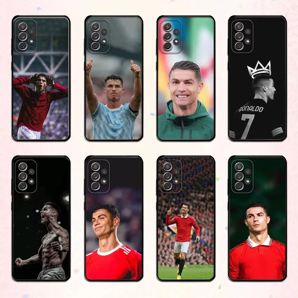 كرة القدم ل C-Cr7 R-ROnAlDo جراب هاتف لسامسونج S 25,24,23,22,30,21,10,9,Ultra,Plus,Lite,FE,4,5G حافظة سوداء ناعمة #1
