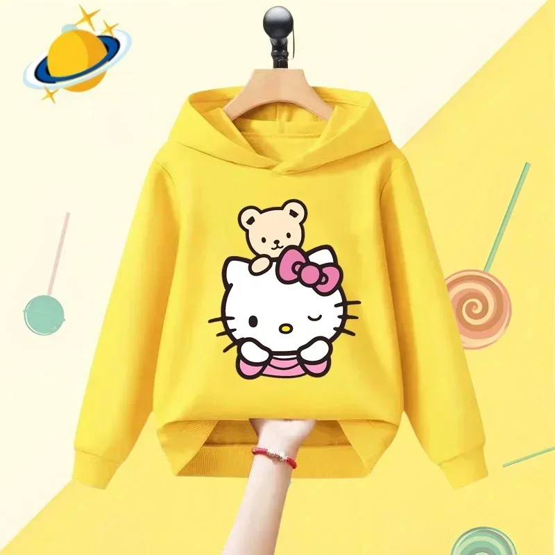 Disney hello kitty Kids Hoodie Anime cartoon print Autumn Winter long sleeve sweatshirt boys girls Kawaii casual top clothing