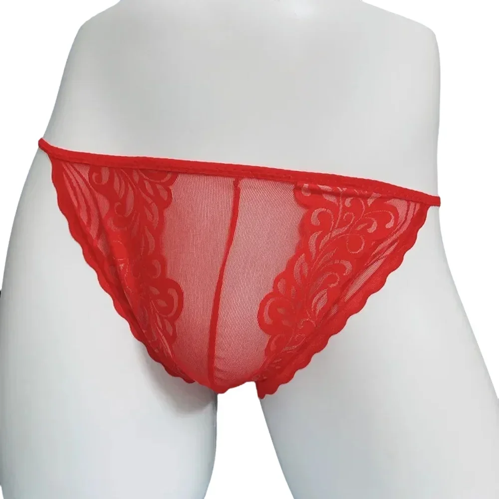 Underwear Men Ultra-Thin Lace Panties Transparent Briefs U Convex Pouch Lingerie Crossdressing Sissy See-Through Underpants