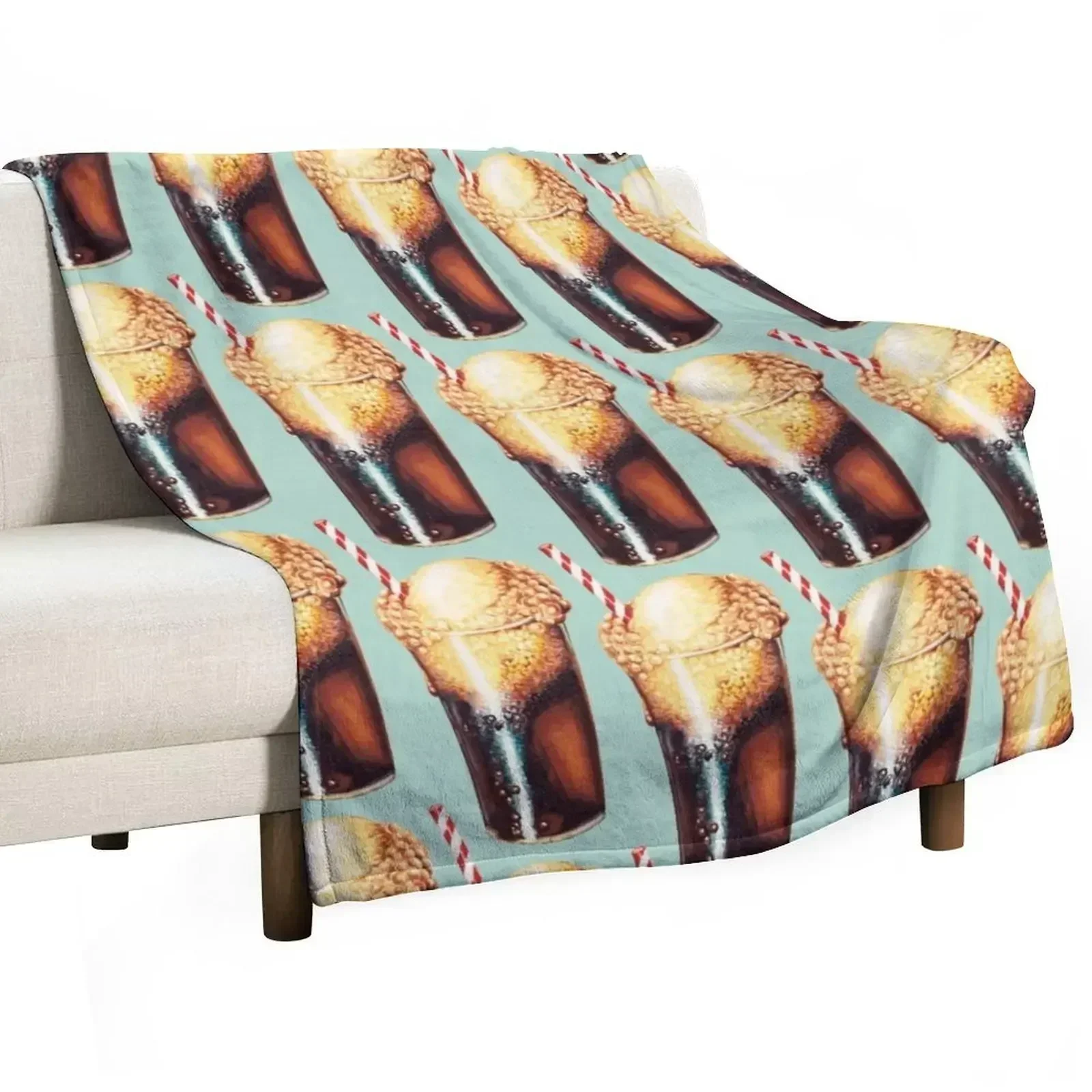 Root Beer Float Pattern Throw Blanket Warm warm for winter warm winter Custom Polar Heavy Blankets