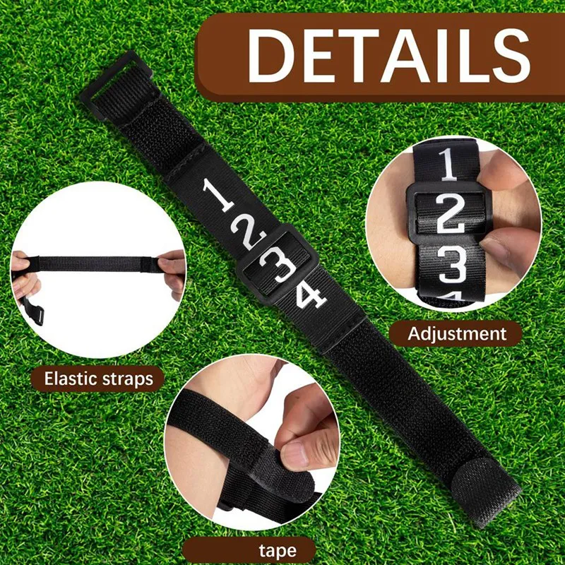 8 PCS Football Referee Gear- Football Numbered Wrist Down Indicator Black Polyester For Head Linesman Umpire Equipment