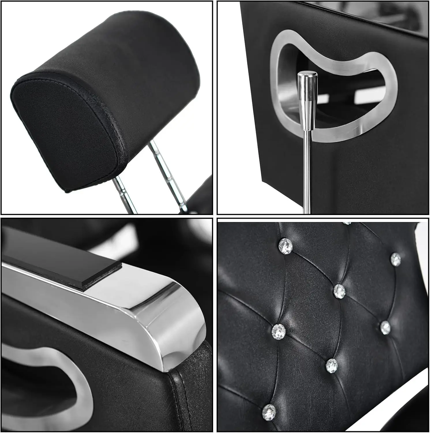 Silla de barbero reclinable de alta resistencia, silla de salón de estilismo con reposacabezas y reposapiés, giratoria de 360 °, altura ajustable