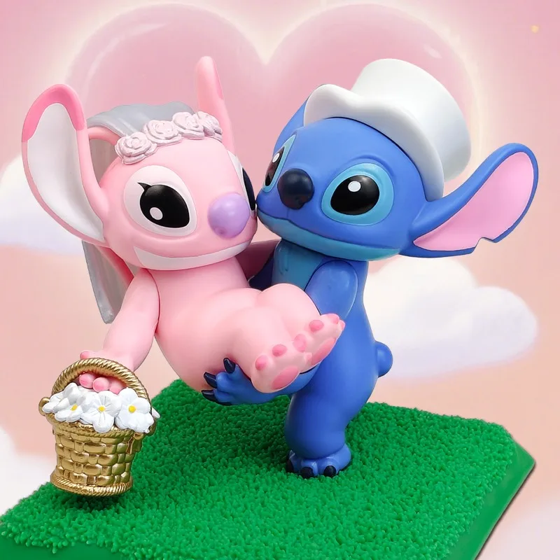 

Lilo and Stitch Figure Toy Anime Characters Stitch&Angel Wedding Doll Model Cartoon Kawaii Desktop Decoration Toys Gift