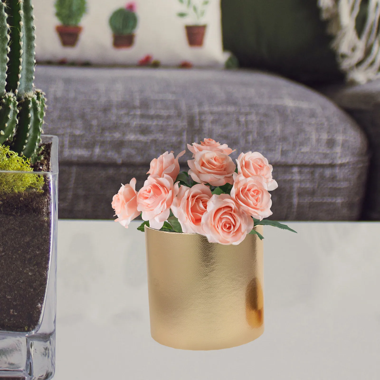 

Round Mini H held Flower Box for Bouquet Red Easy Placement Home Office Gift Packaging Box Cylindrical Not Fade