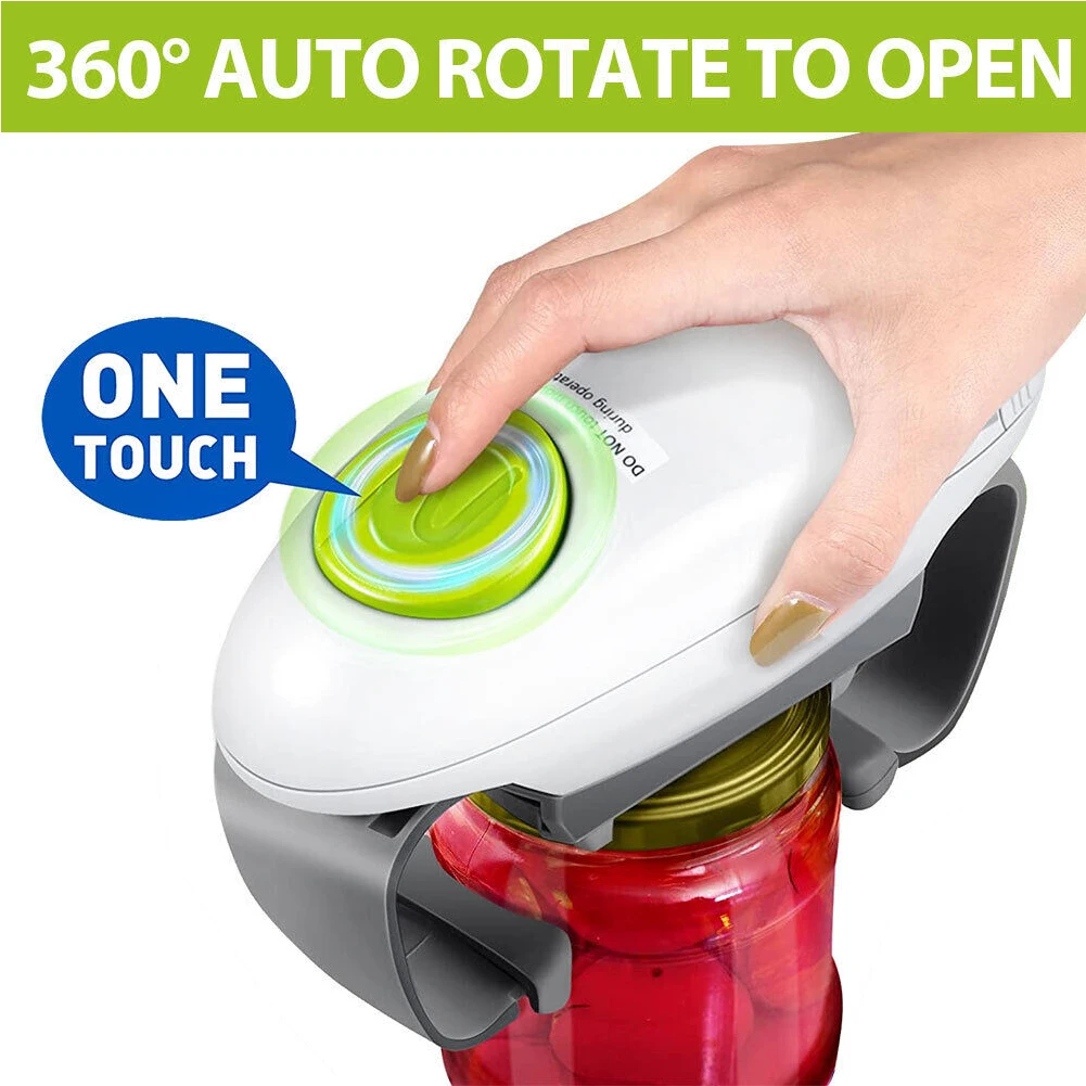 

Portable Electric/Manual Jar Opener One Touch Automatic Bottle Tin Opener for All Kinds of Jars (Self provided 2 AAA batteries）