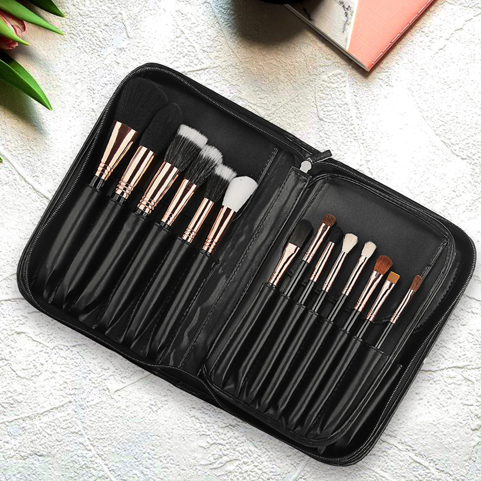 

1 шт. складная сумка для кистей для макияжа, большой вместительный органайзер для путешествий, портативная сумка для кистей из искусственной кожи для деловых выходных, отпуска