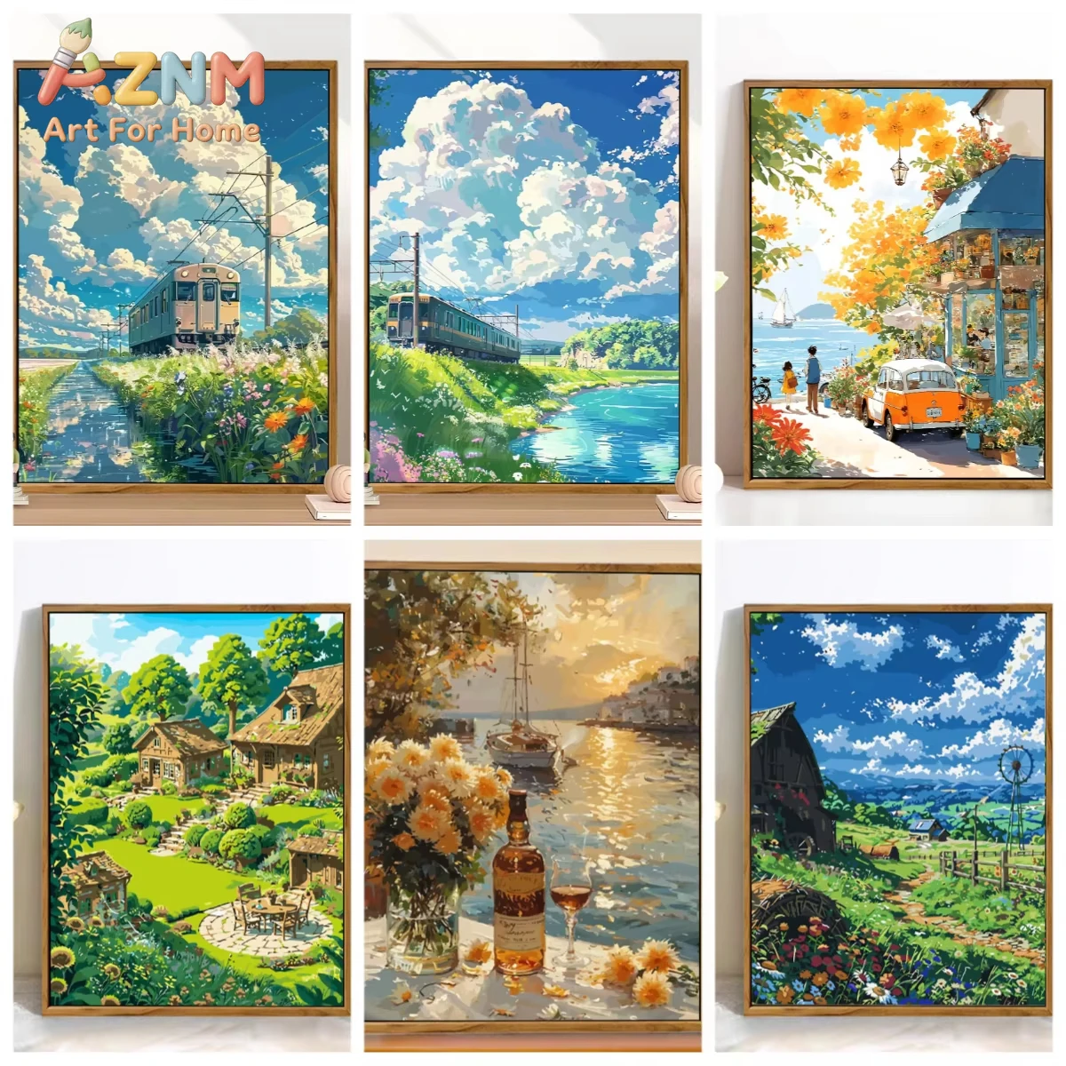 

1/6 шт. Эстетическое украшение для дома, гостиной, спальни, бара в стиле Миядзаки: летние пейзажи для исцеления и снятия стресса