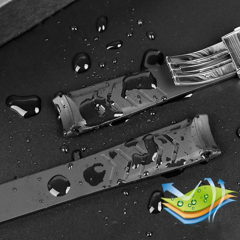 Novo estilo de borracha pulseira de relógio de silicone para tag heuer carrera aquaracer série relógio preto azul pulseira adequada 22mm