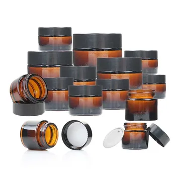 20pcs 5ml 10ml 15ml 20ml amber glass candle jars refillable sample bottle cosmetic face cream jar container empty bottle container