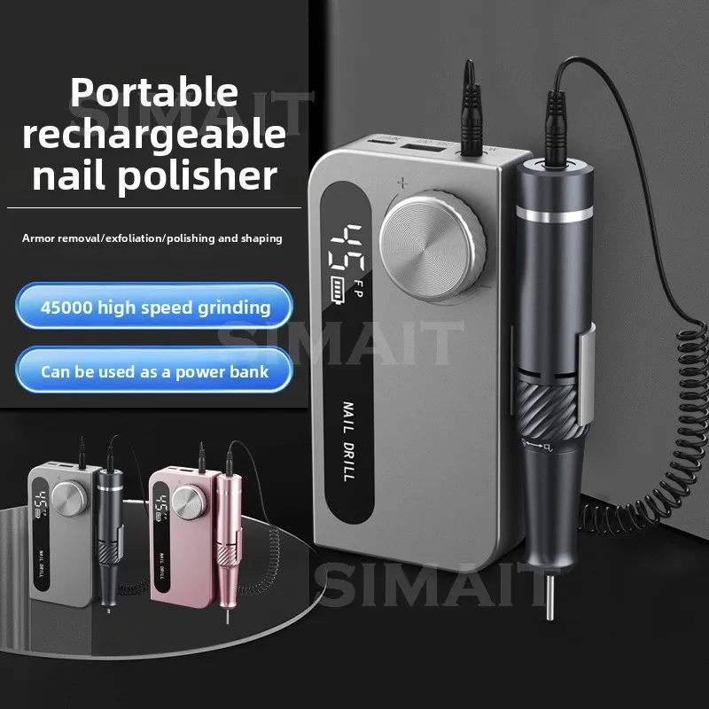 Portable Electric Nail Drill 35000RPM Rechargeable Manicure Pedicure File with Long Battery Life