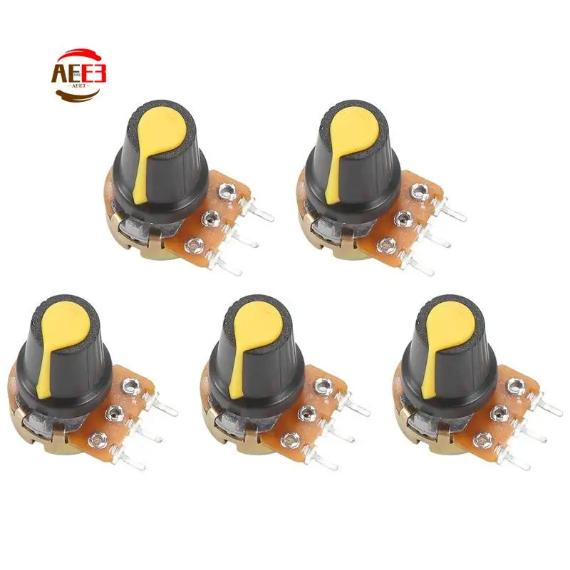 AEE3-5 Piece 100K Ohm 3 Terminals Linear Taper Rotary Audio B Type Potentiometer Pot