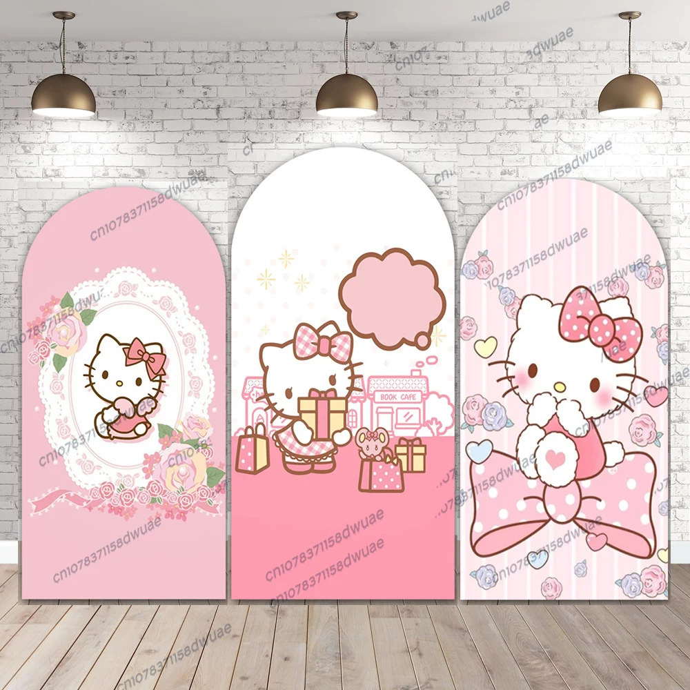 

Hello Kitty Birthday Party Backdrop Photo Arch Photo Background Baby Shower Photography Backdrop Decoration