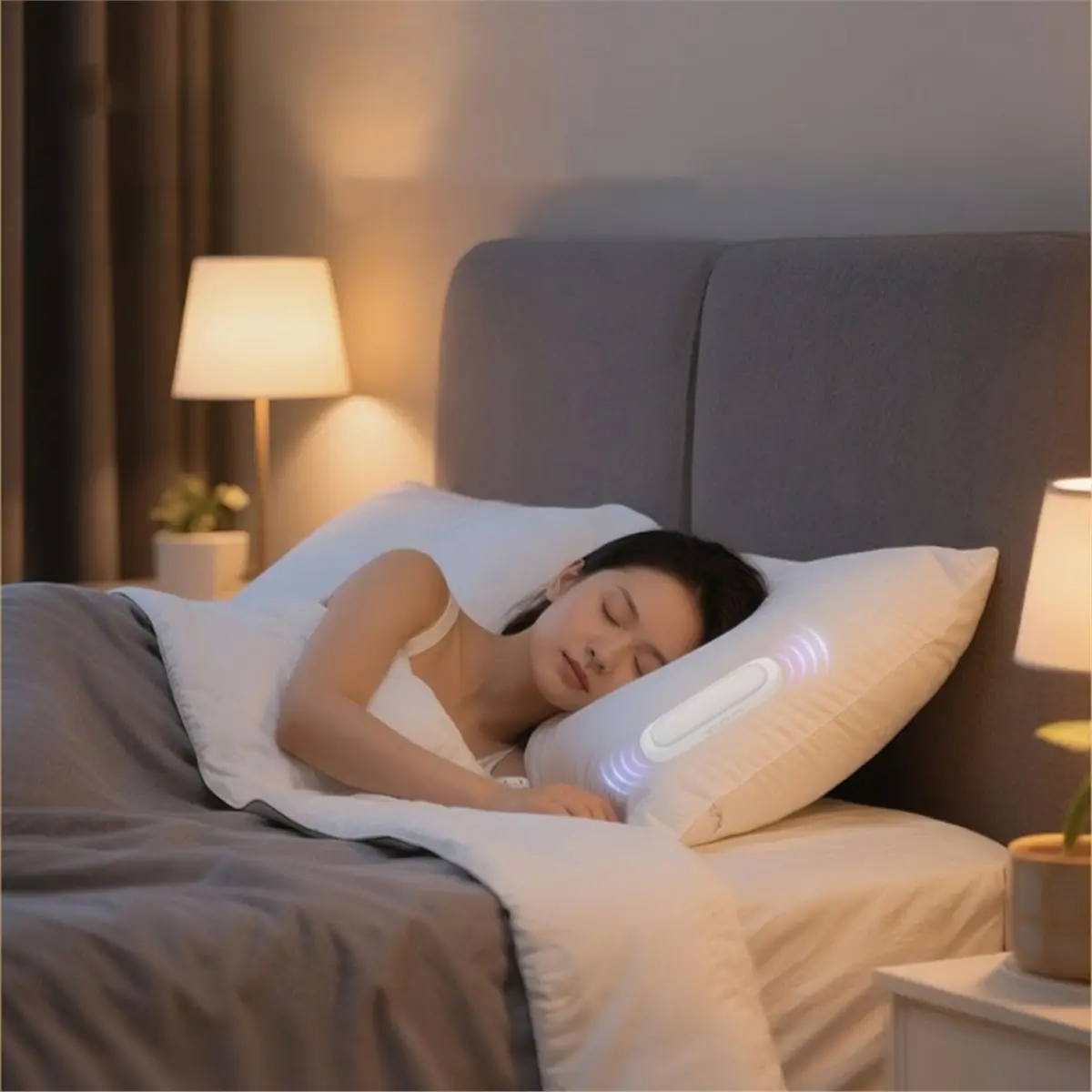Nices Under Pillow Speaker Wireless Bluetooth 5.4 Stereo Bone Conduction Small Pillow Speakers 300mAh Battery for Smartphone