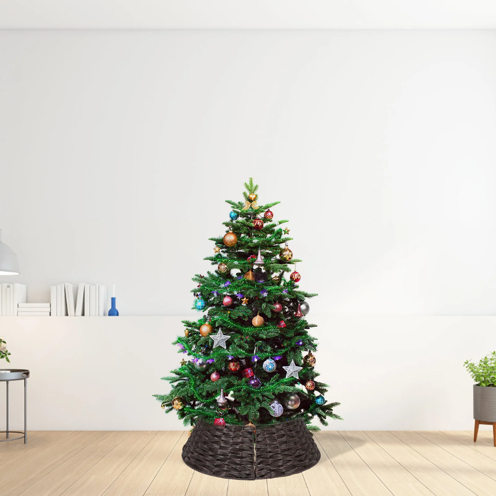 

Christmas Tree Skirt Rattan Collar Decorations Xmas Country Round Skirts