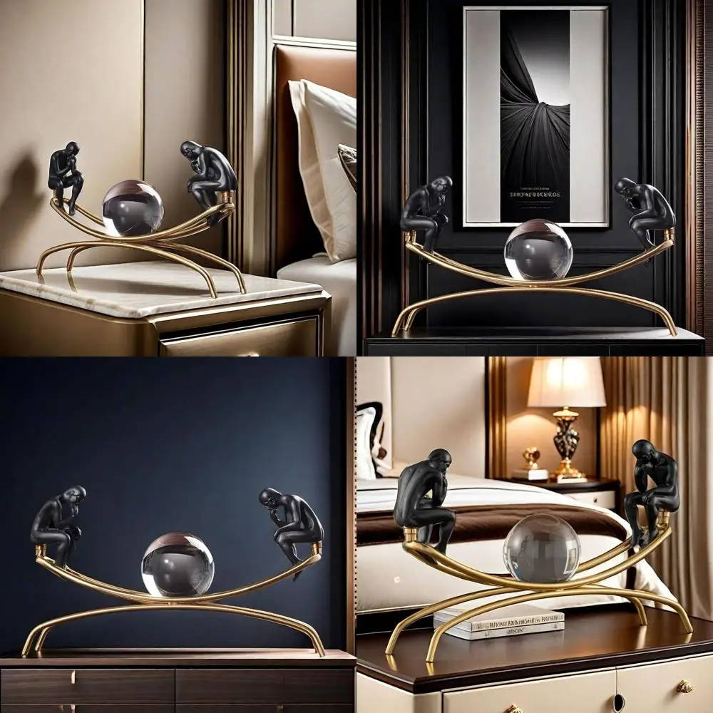 

Crystal Ball Thoughtful Man Statuette, Decorative Figurine for Home or Office, Desktop Accent