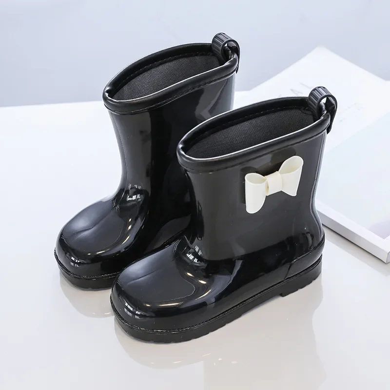 Kids Rain Boots PVC Waterproof Non-slip Rubber Boots for Children Bowknot Princess Girl\'s Boot Toddler Water Shoes Four Seasons