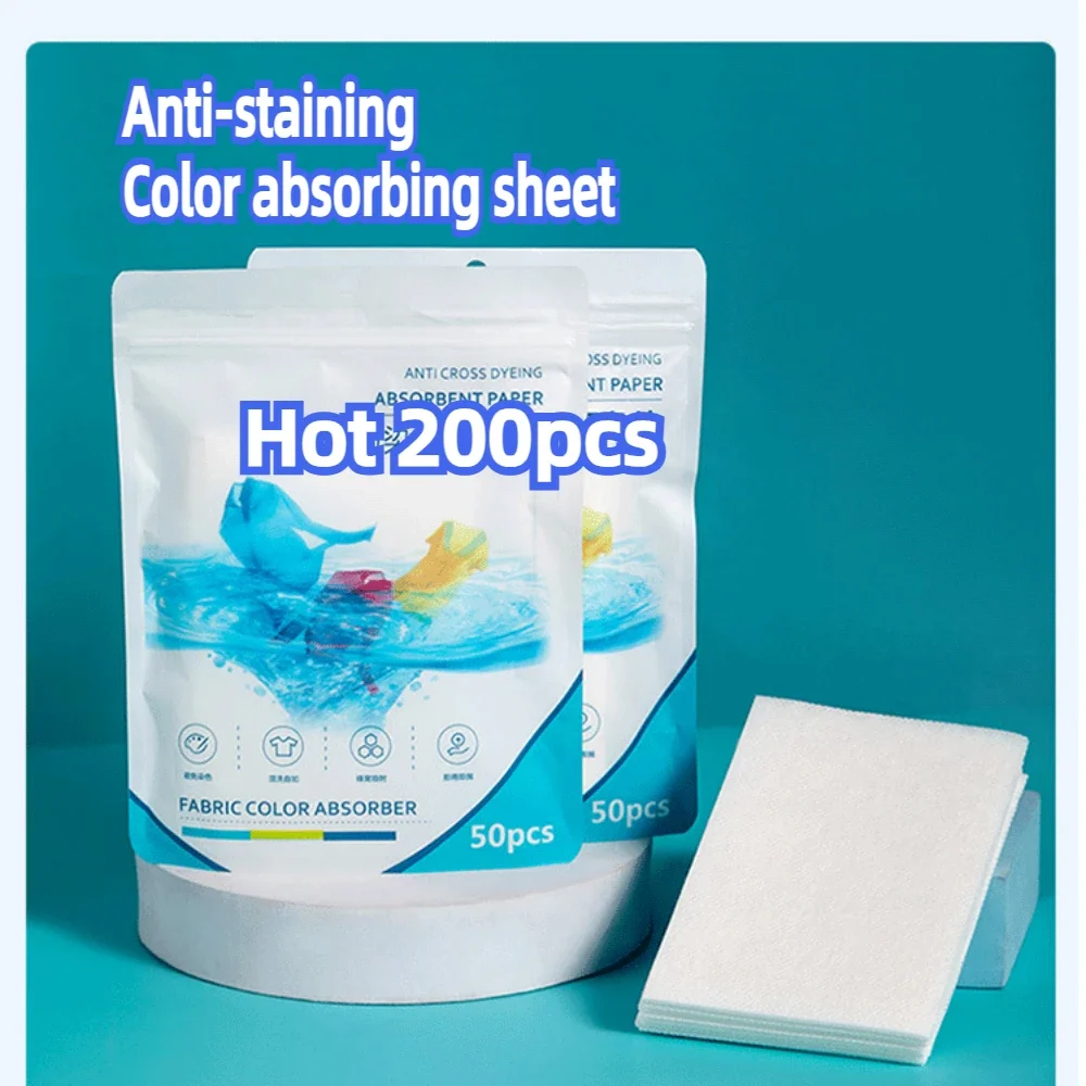 100/200PCS Color Absorbing Paper For Washing Machine Accessories Personal Care Cleaning Clothing Decolorizing Cloth Laundry Home