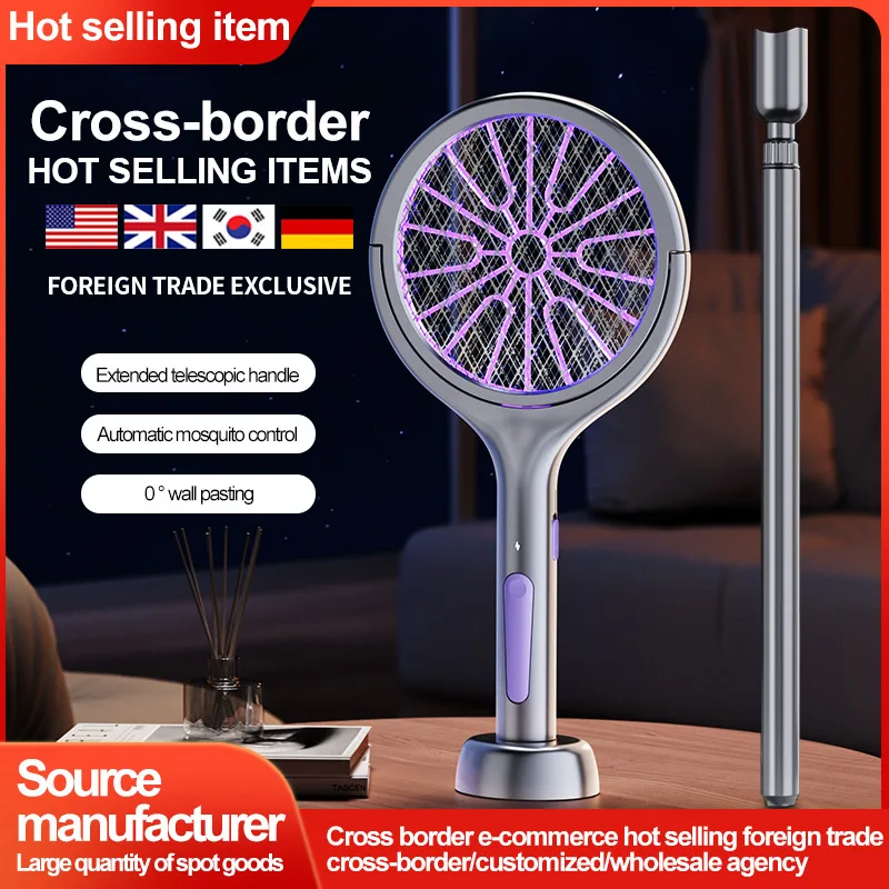 3-in-1 Mosquito Swatter Foldable Retractable Electric Mosquito Swatter USB Rechargeable 90° Rotation Mosquito Repellent Killer