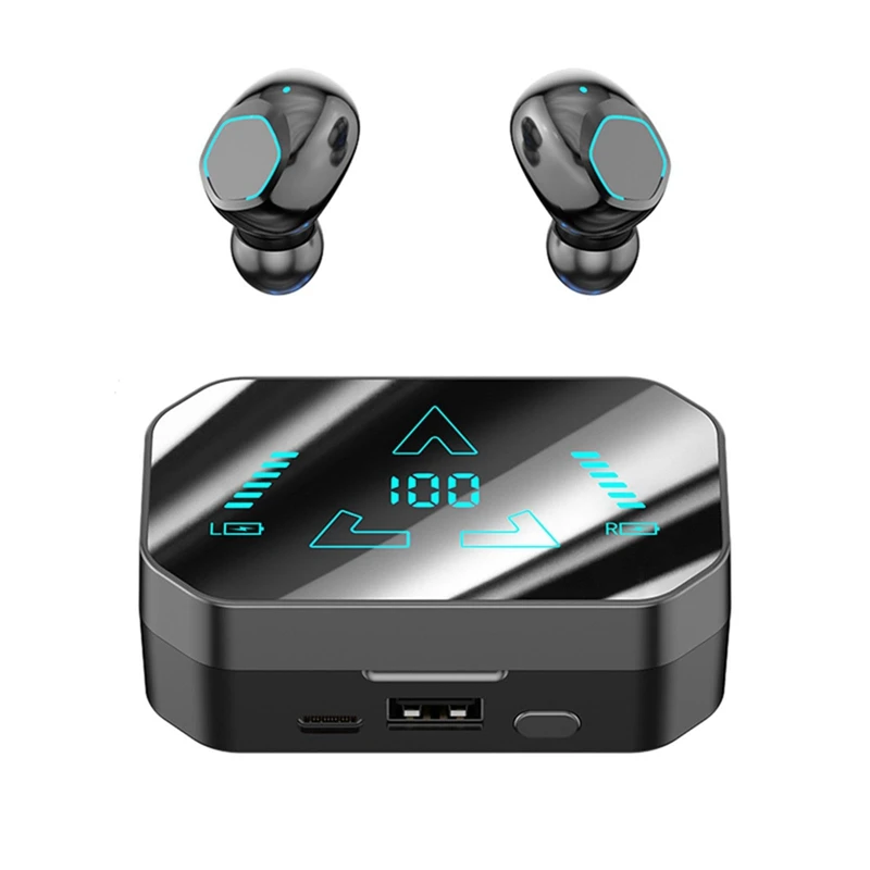 Wireless Bluetooth 5.3 Headphones With Digital Display Charging Case, Noise Cancelling,Built-In Mic And IPX4 Waterproof Durable