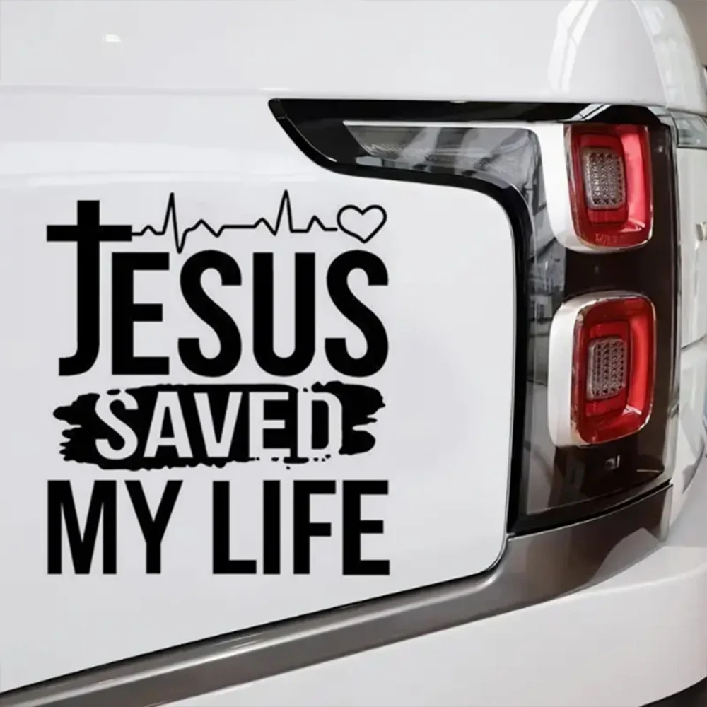 

1 pc Jesus Saved funny My Life Heartbeat Love Car Stickers For Laptop Living Room Bedroom Wall Cup Art MURAL Drop Shipping