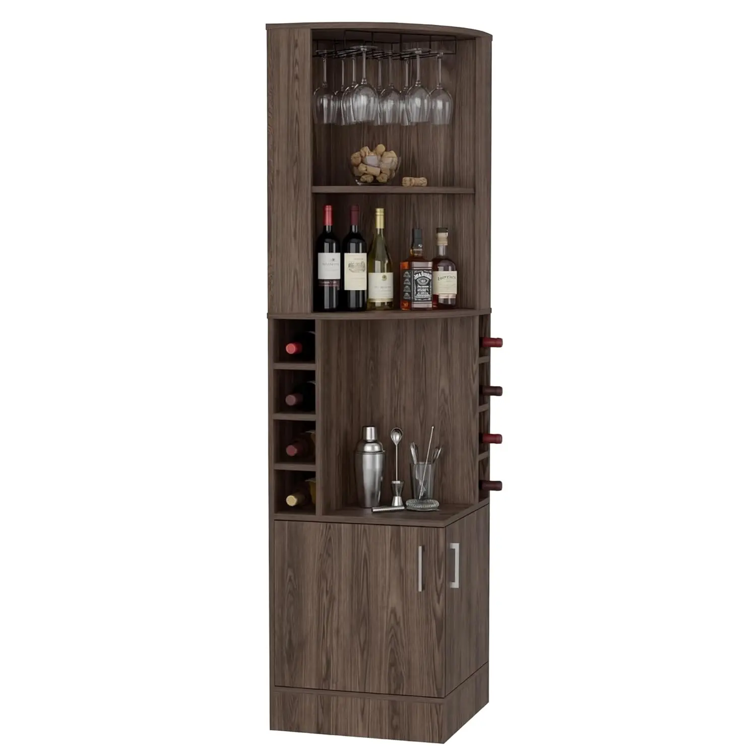 

Corner Bar Cabinet with Shelves & Stemware Rack 8 Cubbies Modern Living Room Home Bar Furniture, Customized