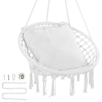 VEVOR Hanging Hammock Swing Chair 330 lbs Macramé Hanging Chair Cotton Rope Swing Chair for Bedroom Balcony Patio Garden White