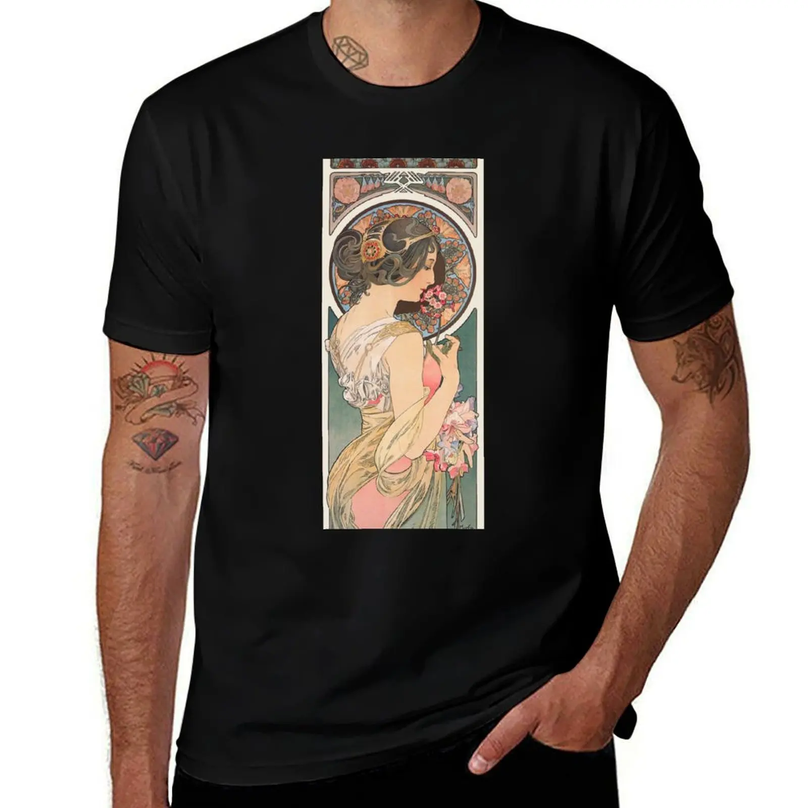 

Primrose (1899) by Alphonse Mucha T-Shirt t shirts for man cotton funny t shirts for man graphic tees T-Shirt