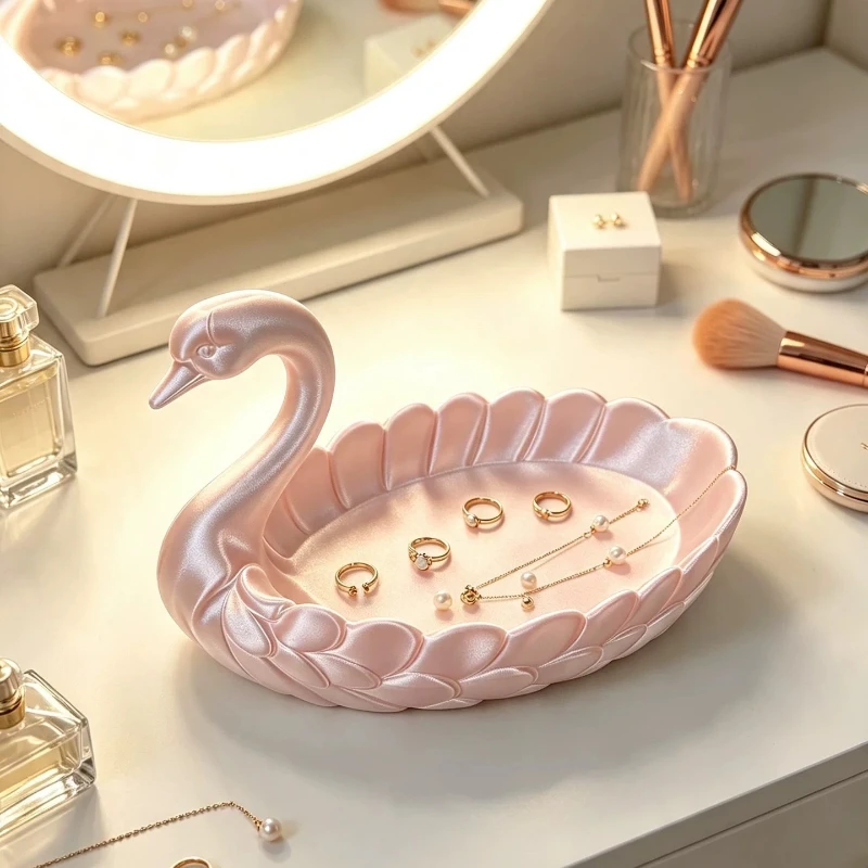 Cloud swan shaped jewelry storage tray, dressing table ring necklace earring storage tray, women's birthday gift, photo props