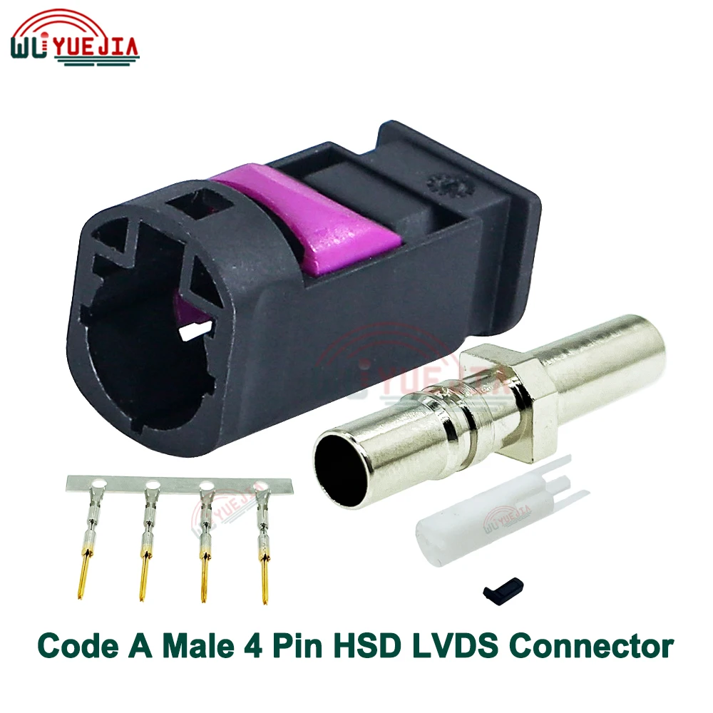 4Pin Code A/B/C/D/G/H/K/Z HSD LVDS Male Connector Crimp Straight Male Plug Car Vihicle LVDS Connector for 4-Core Dacar 535 Cable