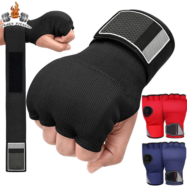 Owijki na ręce wewnętrzne rękawice bokserskie żelowe rękawica bokserska na pół palca do treningu treningowego z workiem treningowym Muay Thai MMA kickboxingu