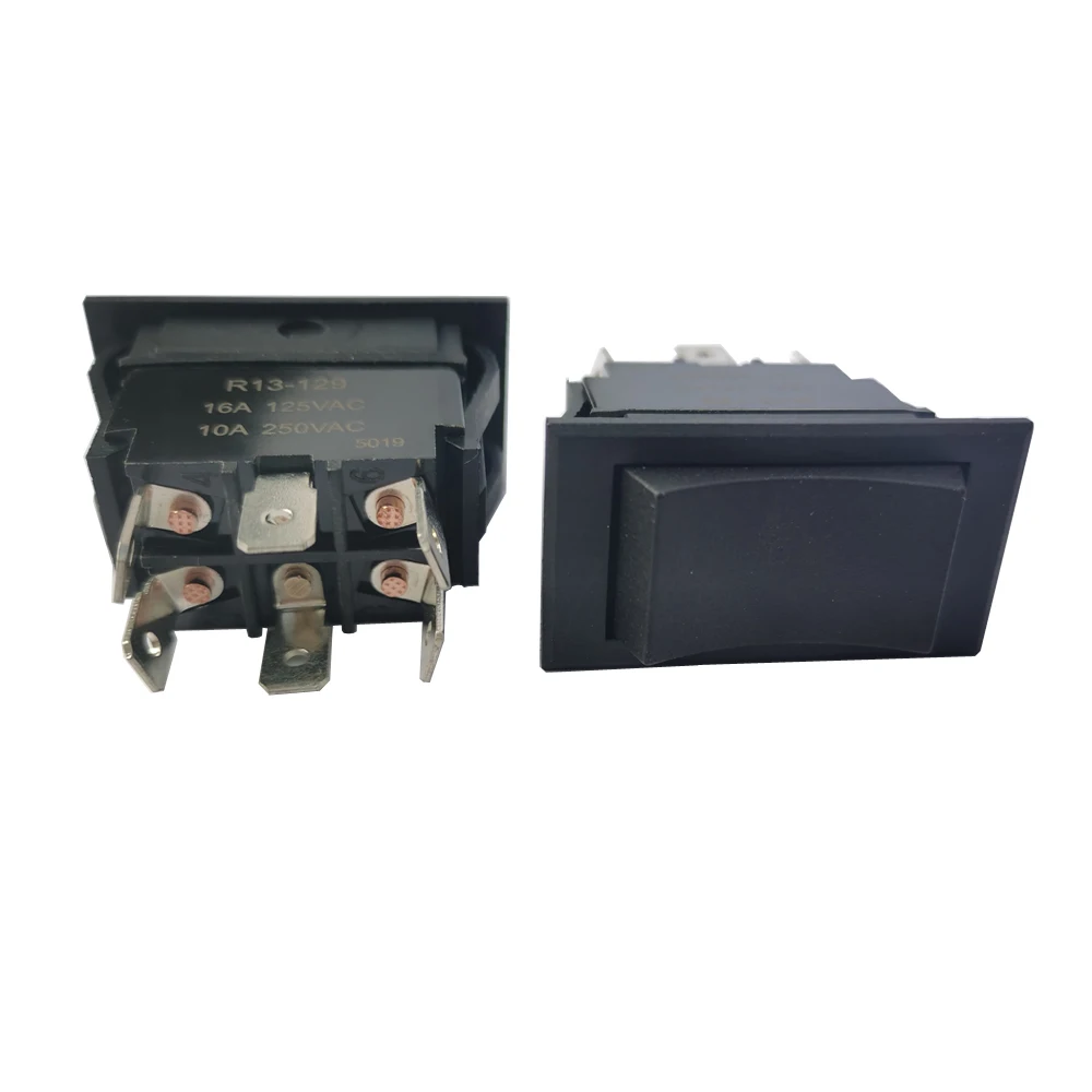 R13-129 4Pin 6Pins 125/250V 16A (AAN)-UIT-(AAN) DPDT Momentary Industriële Elektrische Rocker Drukknop voor Power Tool Machine