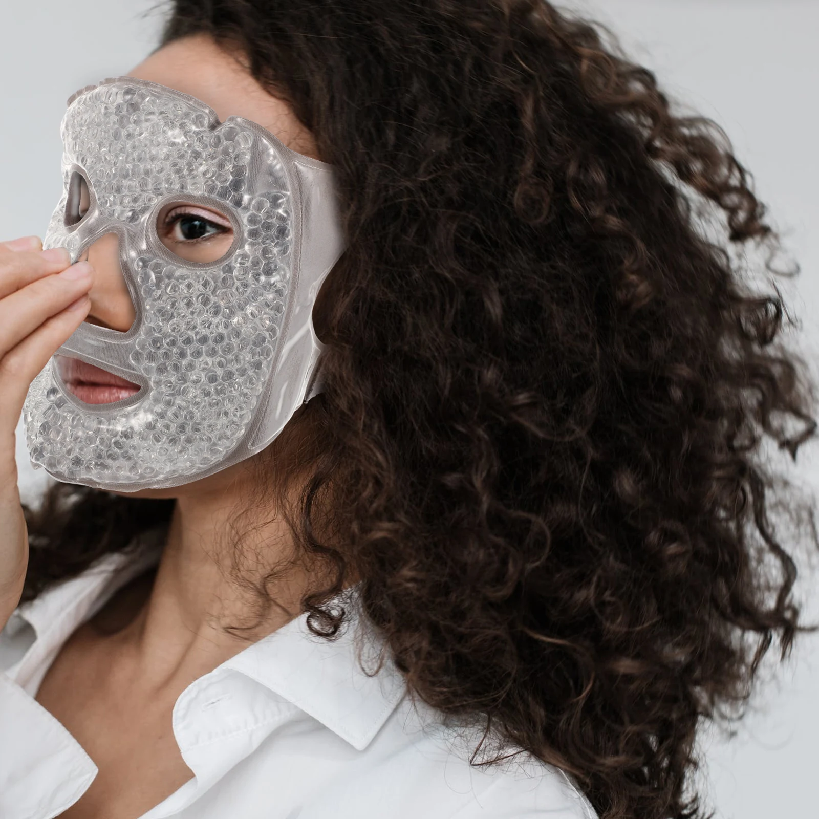 

Ice Gel Face Mask Therapy Full Facial Mask Hot Beauty Pack Super Soft Fleece Bottom Surface Gel Fill