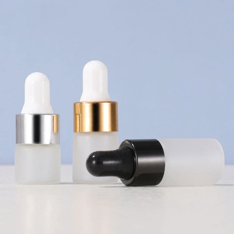 Butelka z zakraplaczem Mały delikatny olejek 1-5 ml Przezroczyste matowe szkło Próbka esencji Oddzielne puste butelki na olejki eteryczne Fiolki wielokrotnego napełniania