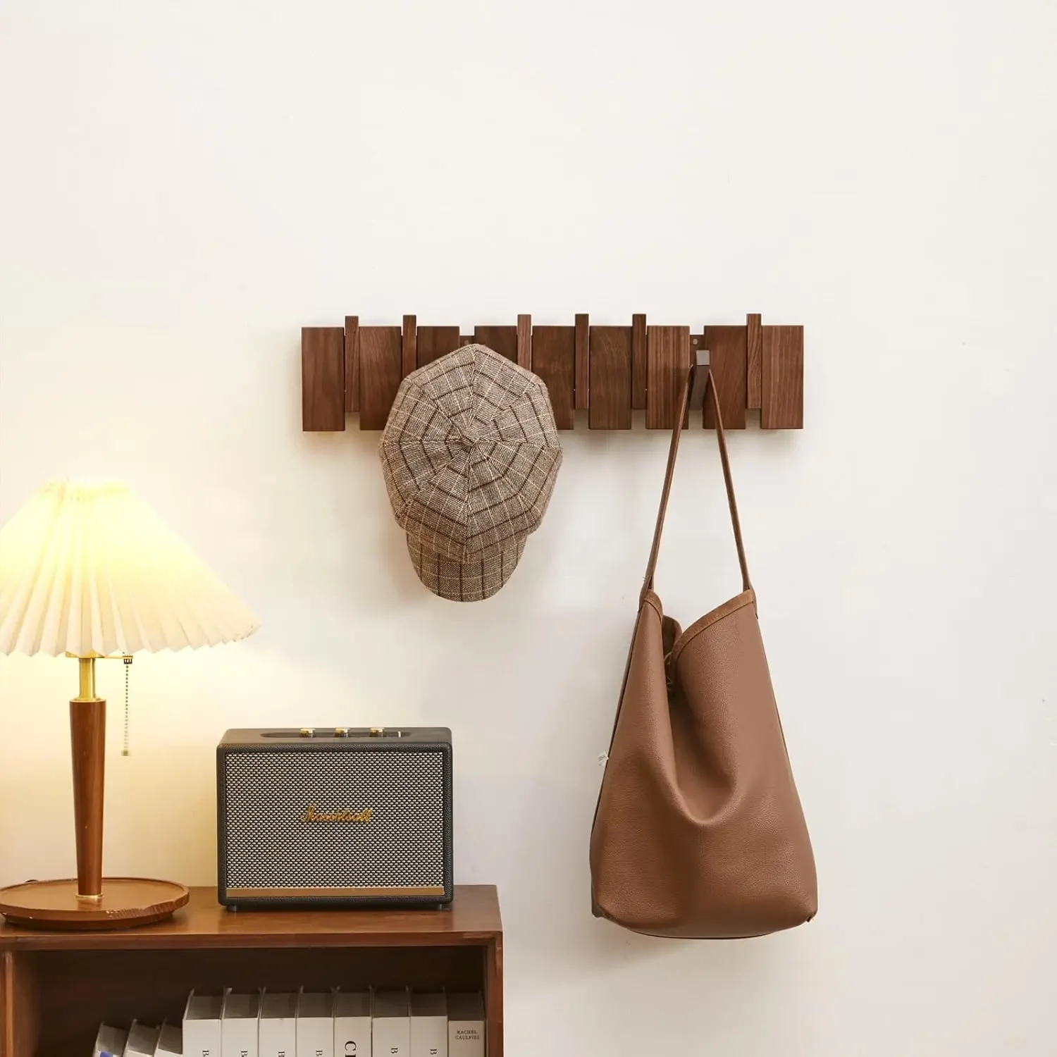 Wood Coat Rack Wall Mount Wall Hanger Keys Hanger Beech Walnut Door Hook Hat Organizer Porch Entry Door Hanger HOME DECOR 5