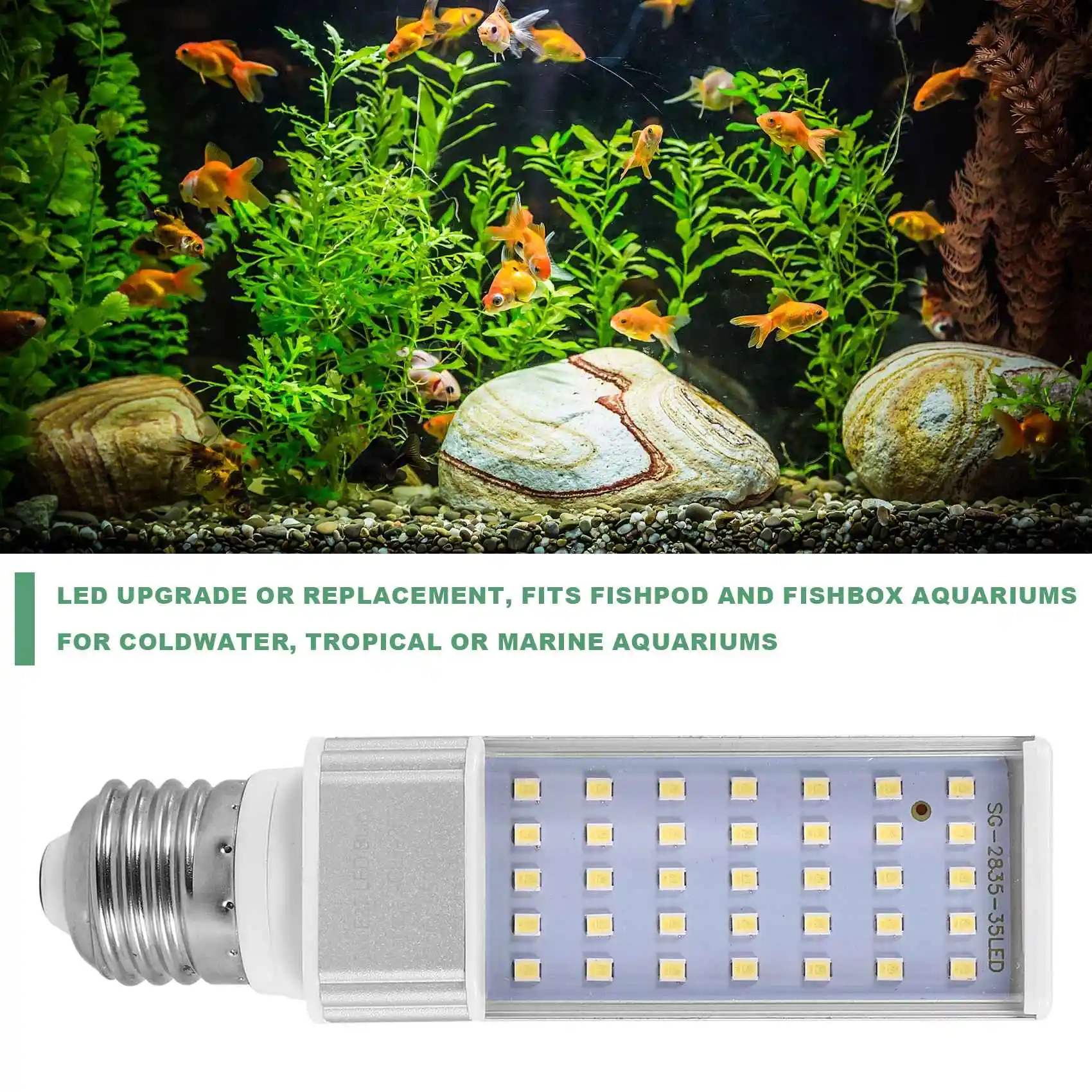 A98U Fishpod White Plant Aquarium 7W Grow Light LED Tank Fish Coral Bulb E27 Lamp