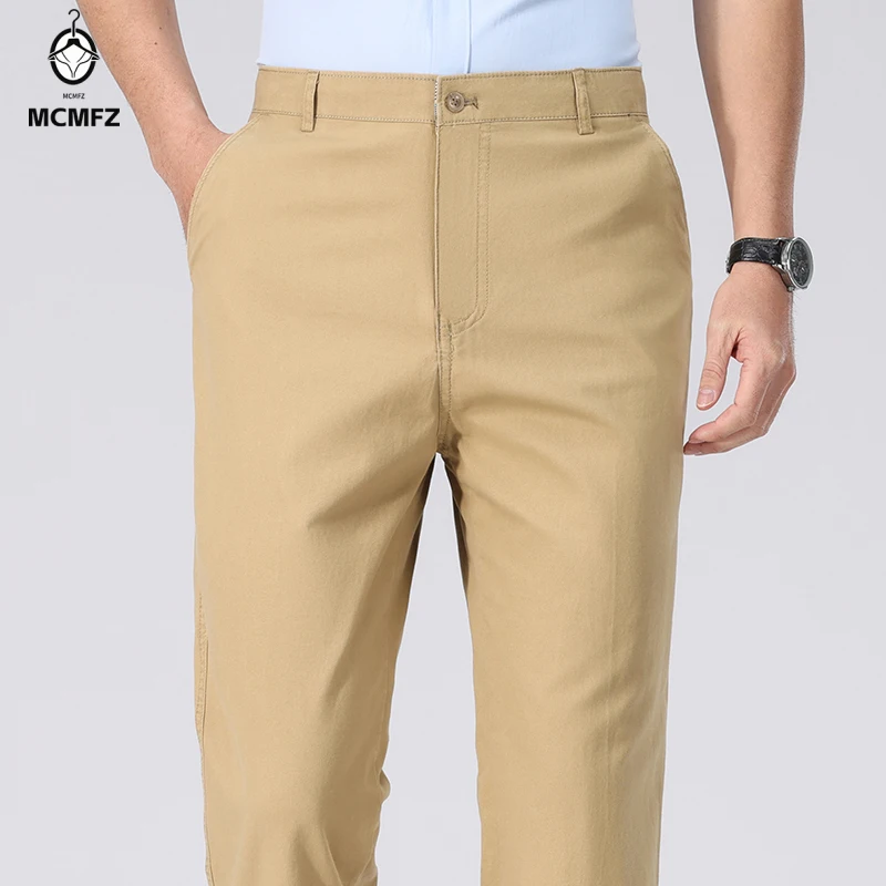 Loose Comfortable Male Casual Chinos Wear Resistant Cotton Material Relaxed Cut Business Travel Versatile Long Pants