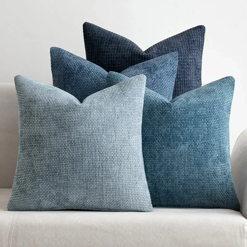Cross-border Amazon modern simple solid color chenille pillow cushion waist pillow back sofa pillow cover customization