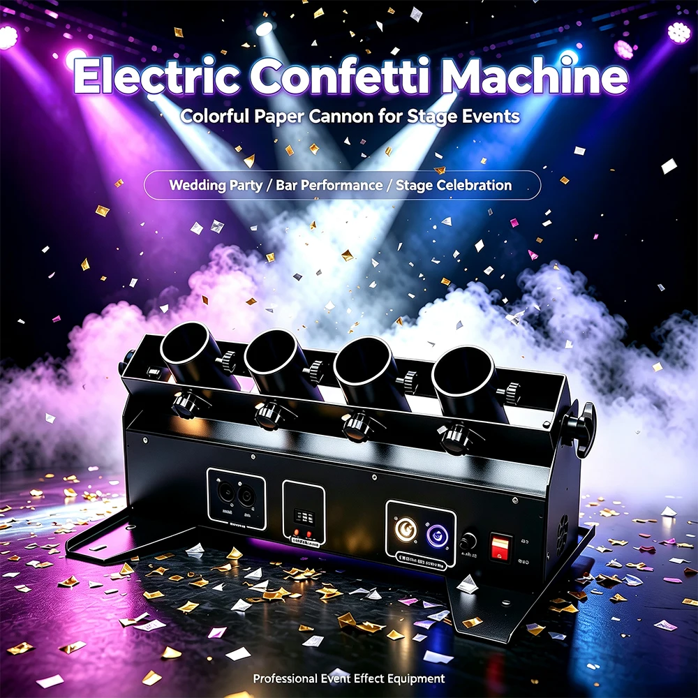 150W Stage Confetti DJ Light Celebration Paper Cannon Streamer Launcher Machine DMX Remote Control Electric Paper Machine